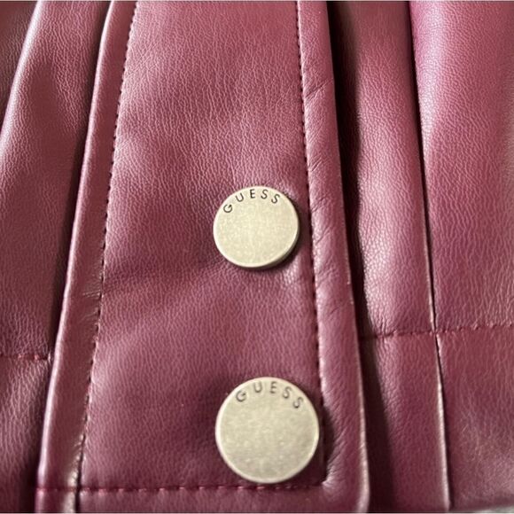 New Guess Fiammetta Faux Leather Moto Jacket Mystic Wine Size XS - Picture 11 of 16